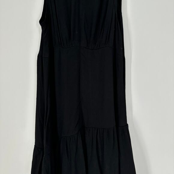 Chelsea28 Black Jewel Neck Sleeveless Tiered Asymmetric Midi Dress Womens XS - Picture 7 of 11